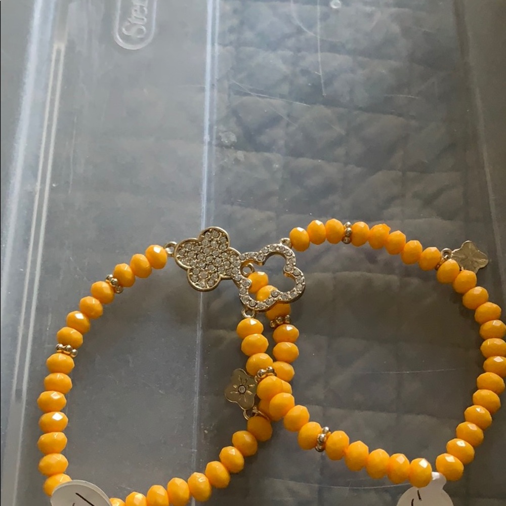 Set of two stretch yellow bracelets